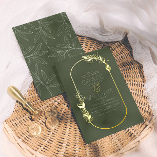 Folie gedrukt   Sage Green Botanical Lijst Wedding Folie Uitnodiging