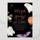 Folie gedrukt | Spooky Kinder Halloween Birthday Folie Uitnodiging (Voorkant)