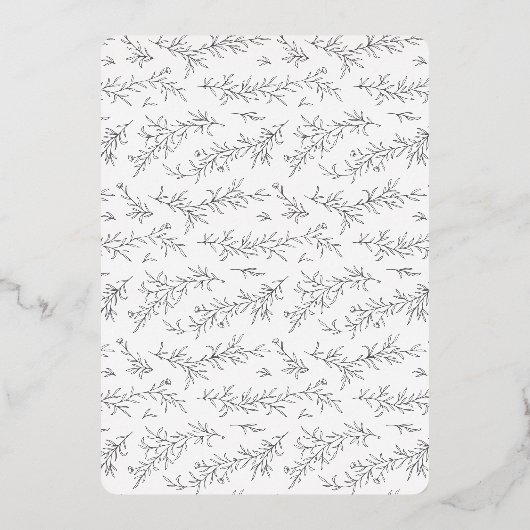 Folie Geïllustreerde Botanische Zwart-wit bruiloft Folie Uitnodiging (Achterkant)