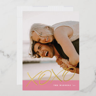 Folie geïnkt XOXO Valentijnsdag Kaart - Roze