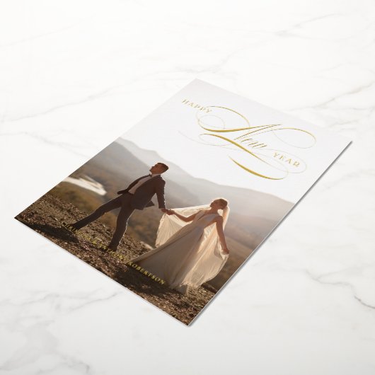 Folie Gelukkig Nieuwjaar Script Vakantie Volledige Folie Feestdagenkaart (Gedraaid)