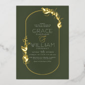 Folie Gestempeld | Salie Groene Botanische Lijst T Folie Uitnodiging (Voorkant)