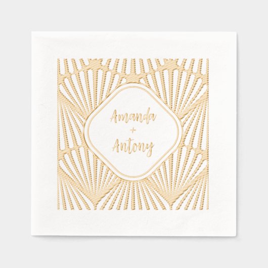 Folie gestempeld servetten in art deco stijl. (Voorkant)