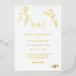 Folie Gilded Romantic Floral Wedding Folie Uitnodiging