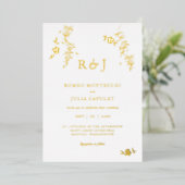 Folie Gilded Romantic Floral Wedding Folie Uitnodiging (Staand Voorkant)