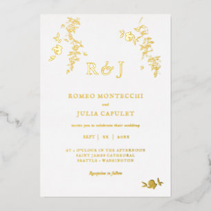 Folie Gilded Romantic Floral Wedding Uitnodiging