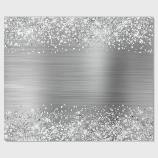 Folie Glitter Silver Faux Cadeaupapier (Vlak)