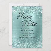 Folie Glittery Bleek Turquoise Ombre Save The Date (Voorkant)