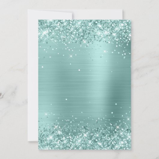 Folie Glittery Bleek Turquoise Ombre Save The Date (Achterkant)