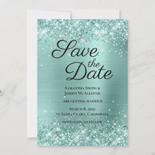 Folie Glittery Bleek Turquoise Ombre Save The Date