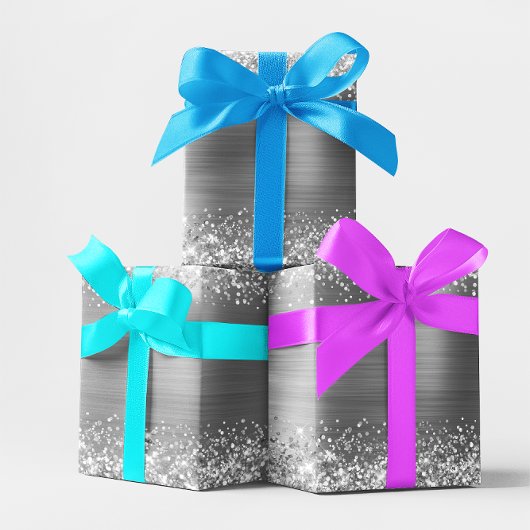 Folie Glittery Silver Ombre Cadeaupapier
