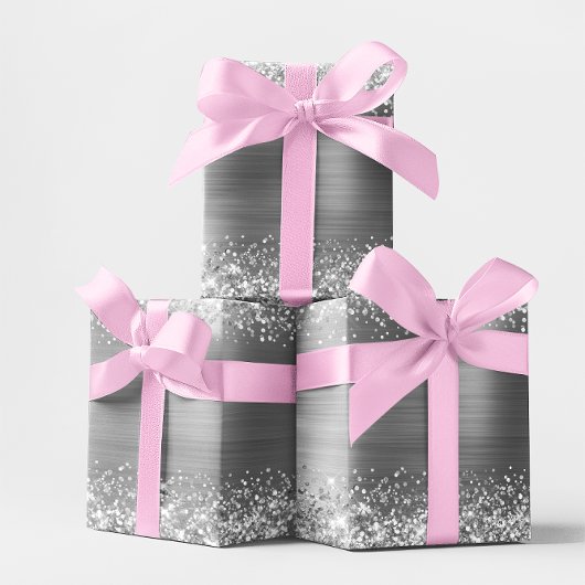 Folie Glittery Silver Ombre Cadeaupapier