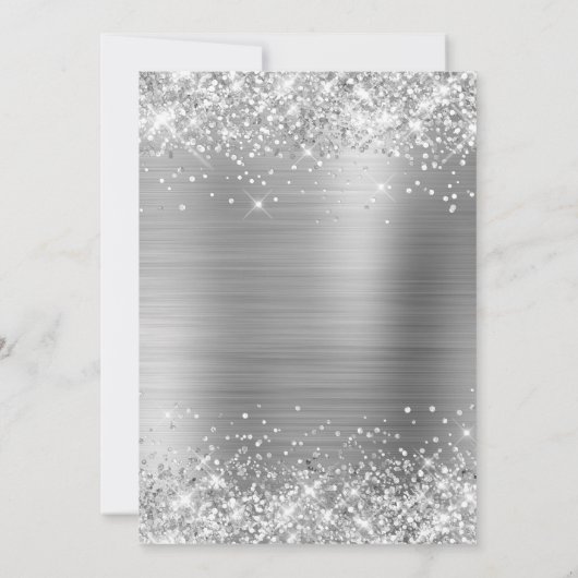 Folie Glittery Silvery Grey Ombre Save The Date (Achterkant)
