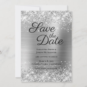 Folie Glittery Silvery Grey Ombre Save The Date