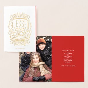 Folie Gold Bless Peace-Wenskaart voor kerstmis Folie Kaarten