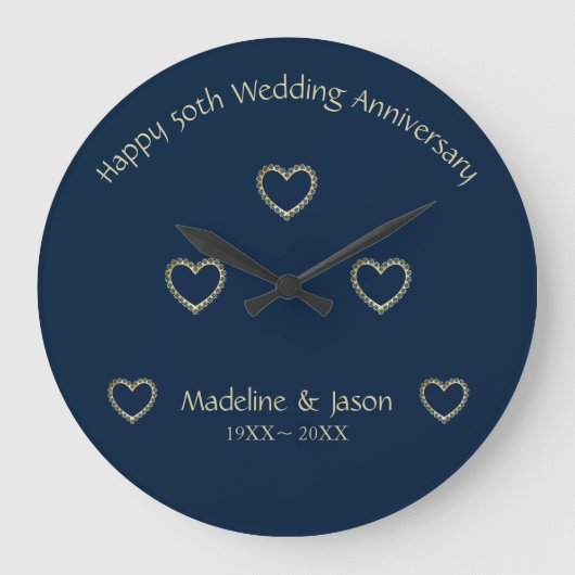 Folie Gold Floral Hearts Grote Klok (Voorkant)