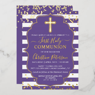 Folie Gold Lavender Paarse Stripes First Community Folie Uitnodiging