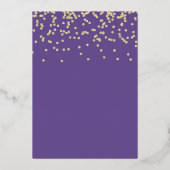 Folie Gold Lavender Paarse Stripes First Community Uitnodiging (Achterkant)