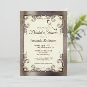 Folie-Gold-Silver-Brass Bridal Shower Invitation Kaart (Staand voorkant)