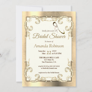 Folie-Gold-Silver-Brass Bridal Shower Invitation Kaart