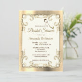 Folie-Gold-Silver-Brass Bridal Shower Invitation Kaart (Staand voorkant)