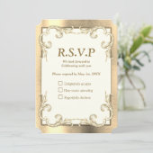 Folie-Gold-Silver-Brass RSVP-kaart Kaart (Staand voorkant)