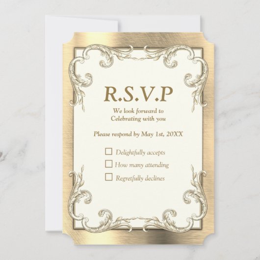 Folie-Gold-Silver-Brass RSVP-kaart Kaart (Voorkant)