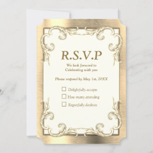 Folie-Gold-Silver-Brass RSVP-kaart Kaart