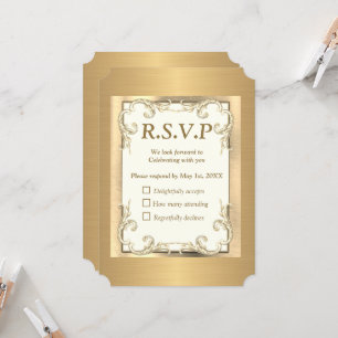 Folie-Gold-Silver-Brass RSVP-kaart Kaart