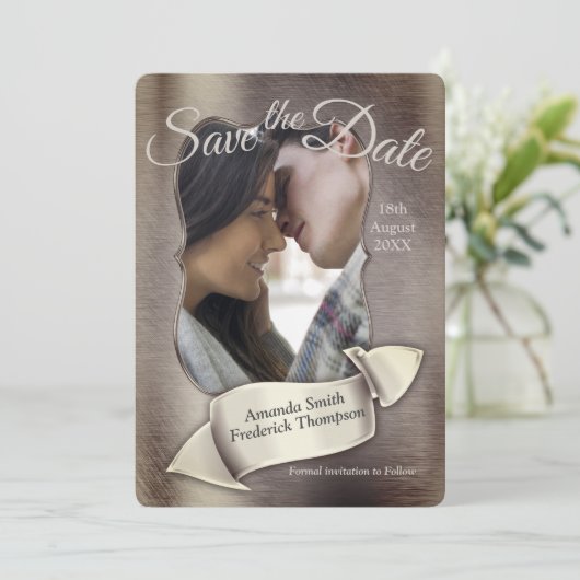 Folie-Gold-Silver-Brass sparen de Datum Kaart (Staand voorkant)