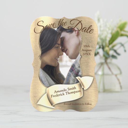 Folie-Gold-Silver-Brass sparen de Datum Kaart (Staand voorkant)