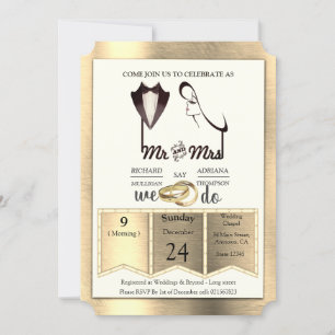 Folie-Gold-Silver-Brass-Trendy Wedding Kaart