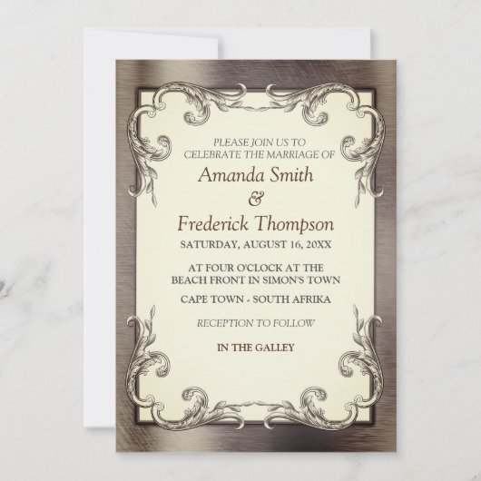 Folie-Gold-Silver-Brass Wedding Kaart (Voorkant)