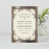 Folie-Gold-Silver-Brass Wedding Kaart (Staand voorkant)