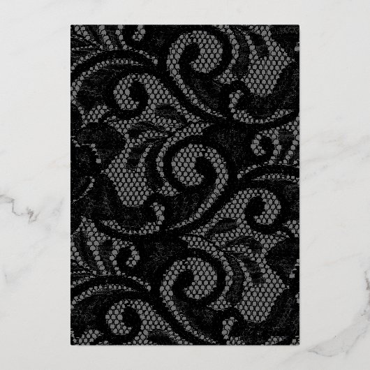 FOLIE Gotisch  Zwart Arch Monogram Bruiloft Folie Uitnodiging (Achterkant)