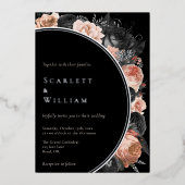 FOLIE Gotisch  Zwart Blush Foto Bruiloft Folie Uitnodiging (Voorkant)