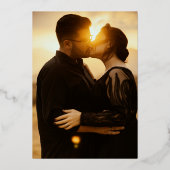 FOLIE Gotisch  Zwart Blush Foto Bruiloft Uitnodiging (Achterkant)