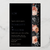 FOLIE Gotisch  Zwart Blush Monogram Bruiloft Folie Uitnodiging (Voorkant)