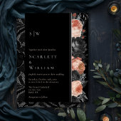 FOLIE Gotisch Zwart Blush Monogram Bruiloft Folie Uitnodiging