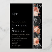 FOLIE Gotisch Zwart Blush Monogram Bruiloft Uitnodiging (Voorkant)