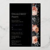 FOLIE Gotisch  Zwart Blush Verlovingsfeest Folie Uitnodiging (Voorkant)