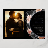 FOLIE Gotisch  Zwart Horizontaal Foto Bruiloft Folie Uitnodiging (Voorkant)