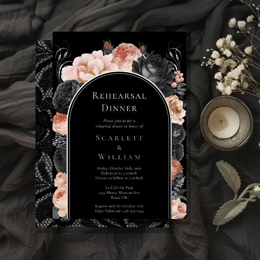 FOLIE Gotische  boog bruiloft repetitie diner Folie Uitnodiging