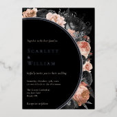 FOLIE Gotische Zwart Blush Bruiloft Folie Uitnodiging (Voorkant)