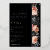 FOLIE Gotische Zwart Blush Till Death Bruiloft Folie Uitnodiging (Voorkant)