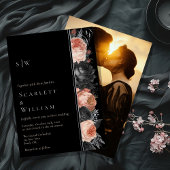 FOLIE Gotische  Zwart Monogram Foto Bruiloft Folie Uitnodiging