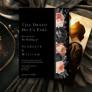 FOLIE Gotische  Zwart Tot Dood Foto Bruiloft Folie Uitnodiging