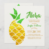 Folie Goud Geometrische Ananas | Baby Shower  Kaart (Voorkant / Achterkant)