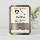 Folie-Goud-Zilver-Messing Trendy Bruiloft Kaart (Staand voorkant)