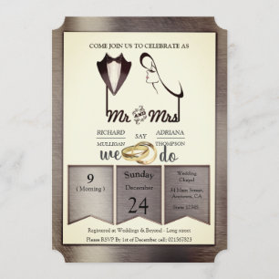 Folie-Goud-Zilver-Messing Trendy Bruiloft Kaart